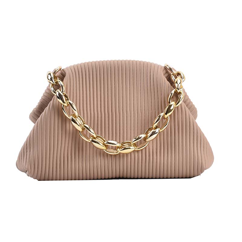 Metal Thick Chain Shoulder Pack Soft Leather Handbag