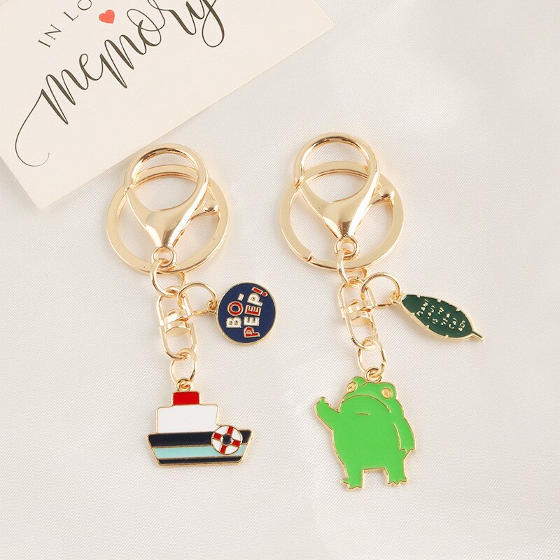 Cute Frog Boat Acrylic Keychain
