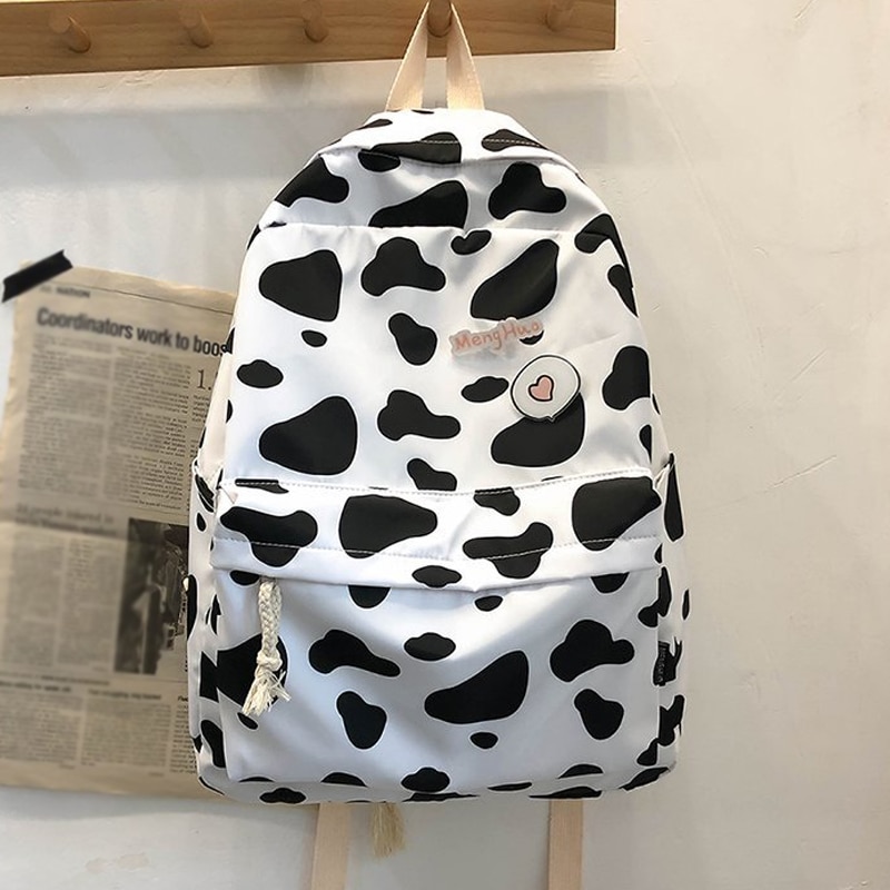 Trendy Cute Milk Cow Printing Backpack