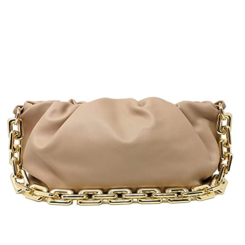 Ruched Chain Link Shoulder Handbag