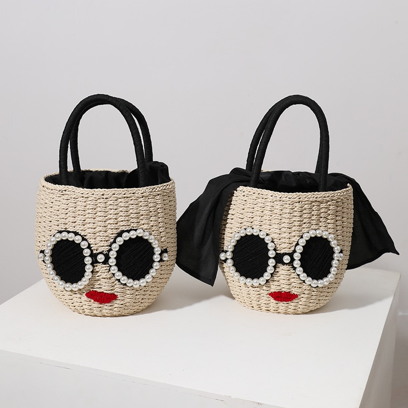 Rattan Handbag Cute Cartoon Bucket