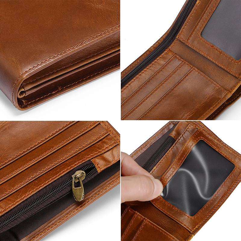 Retro Handmade Leather Wallet with Coin
