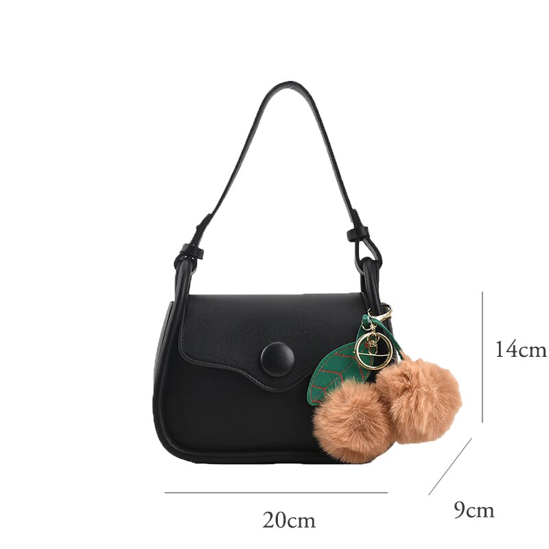 Pompom Leaf Pendant Crossbody Bag