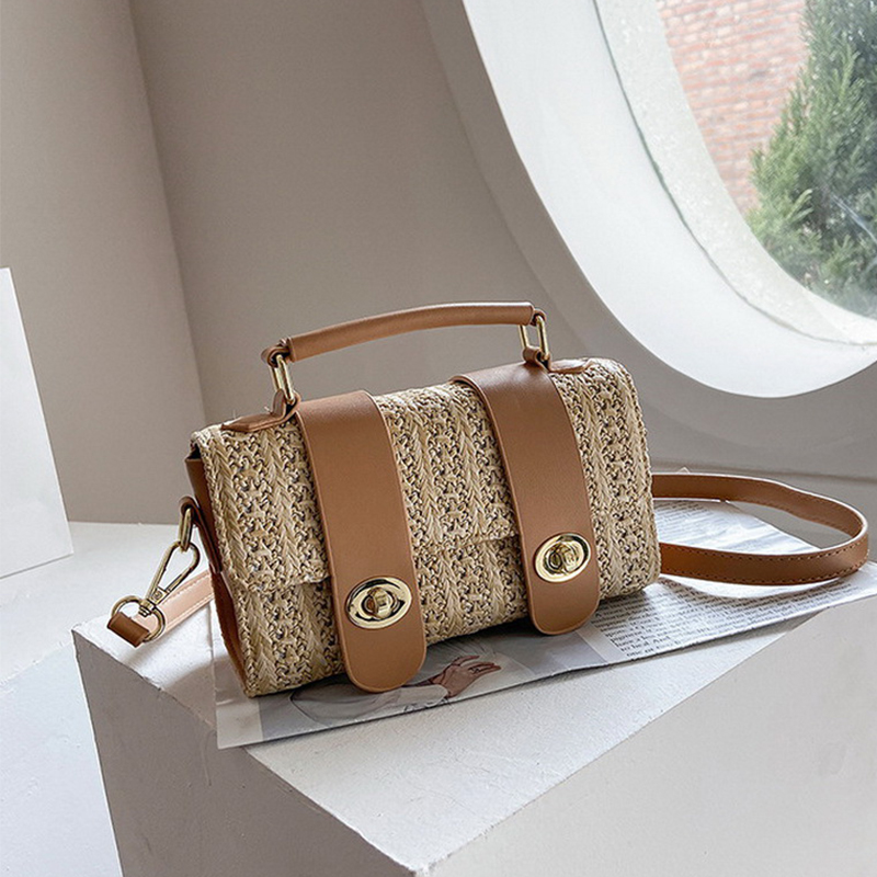 Retro Straw Design Crossbody Bag