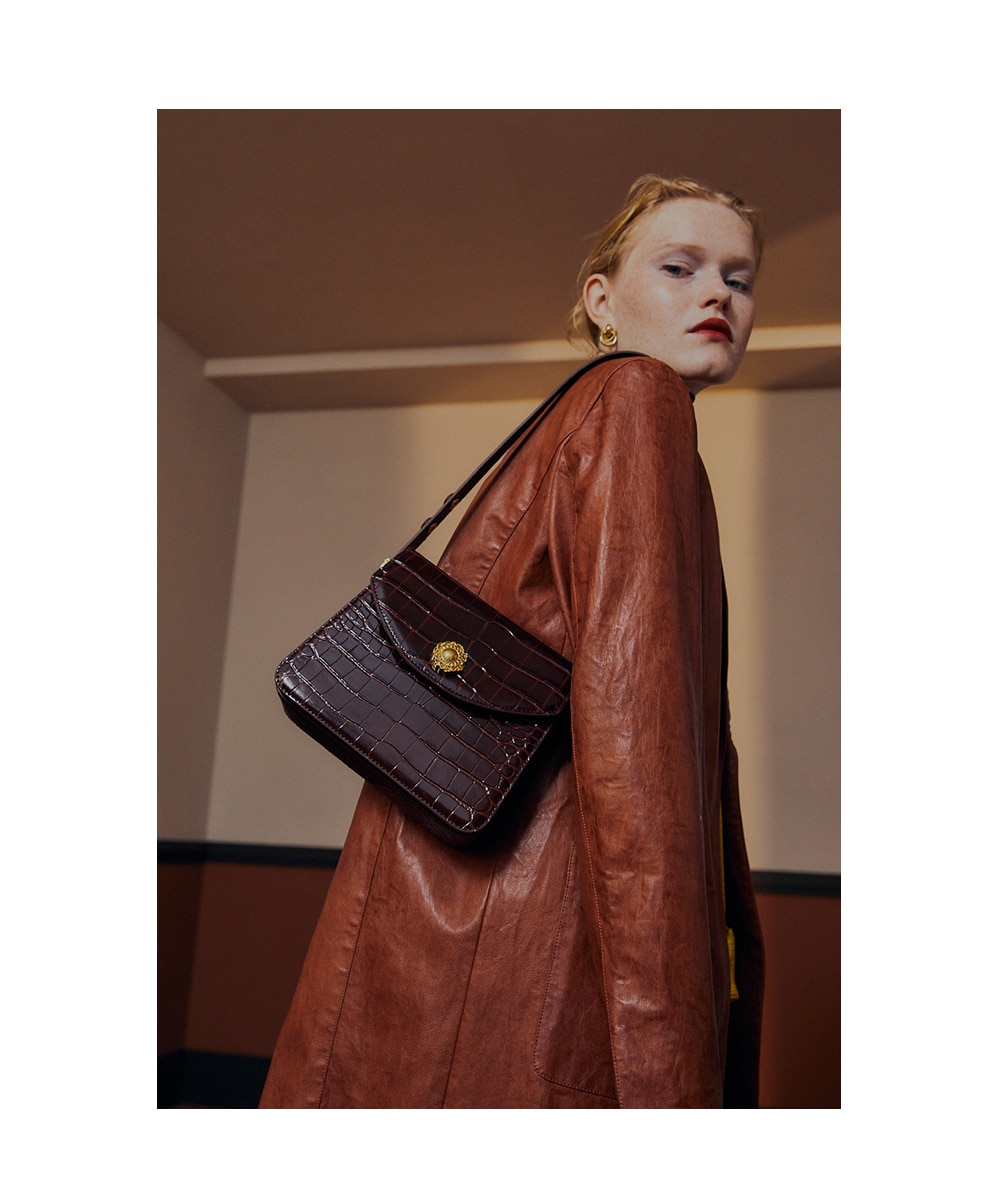 Leather Portable Underarm Handbag