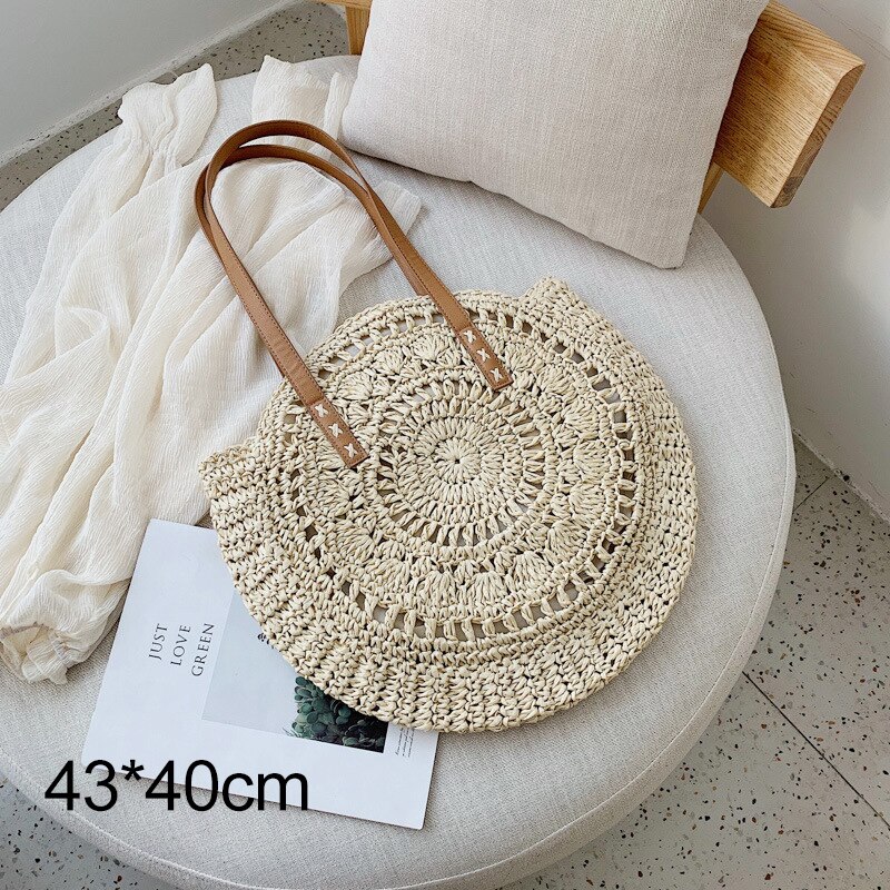 Round Straw Shoulder Bag