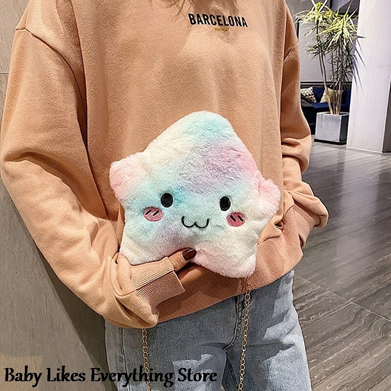 Cute Star Shape Plush Toy Shoulder Bag