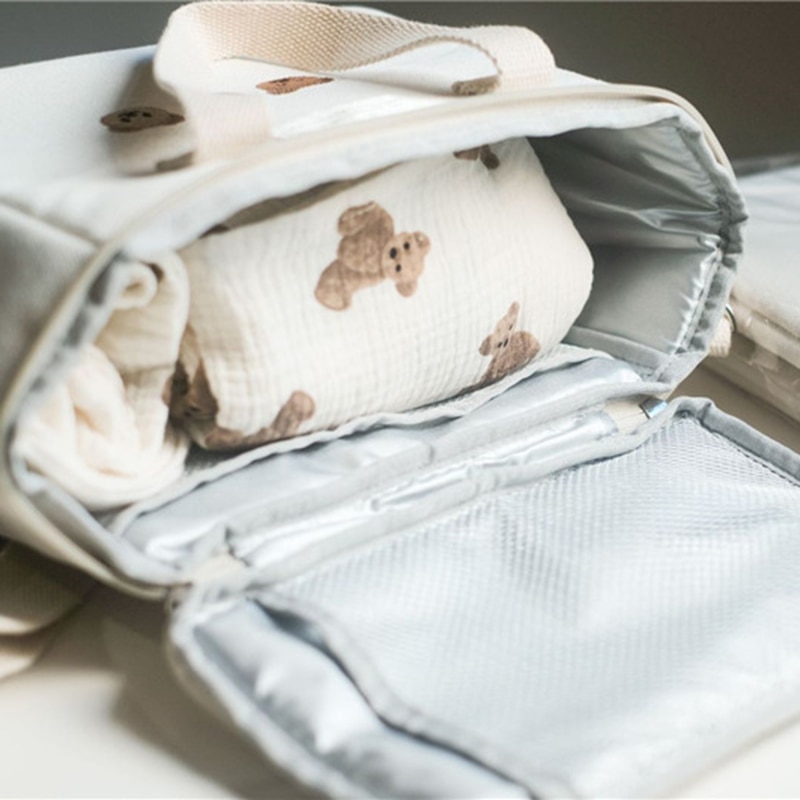 Embroidered Bear Insulation Mommy Bag