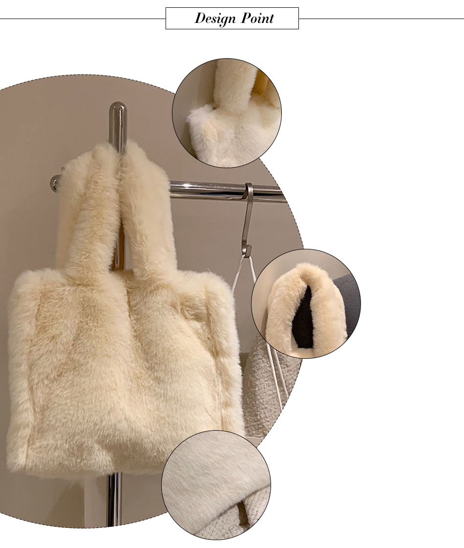 Casual Faux Fur Handbag For Women