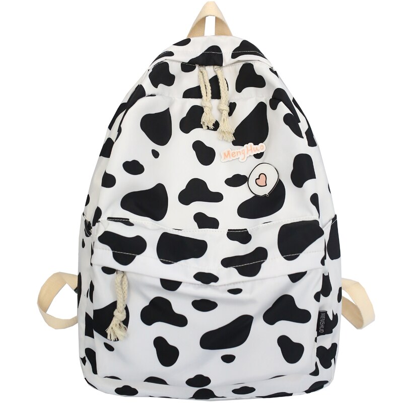 Trendy Cute Milk Cow Printing Backpack
