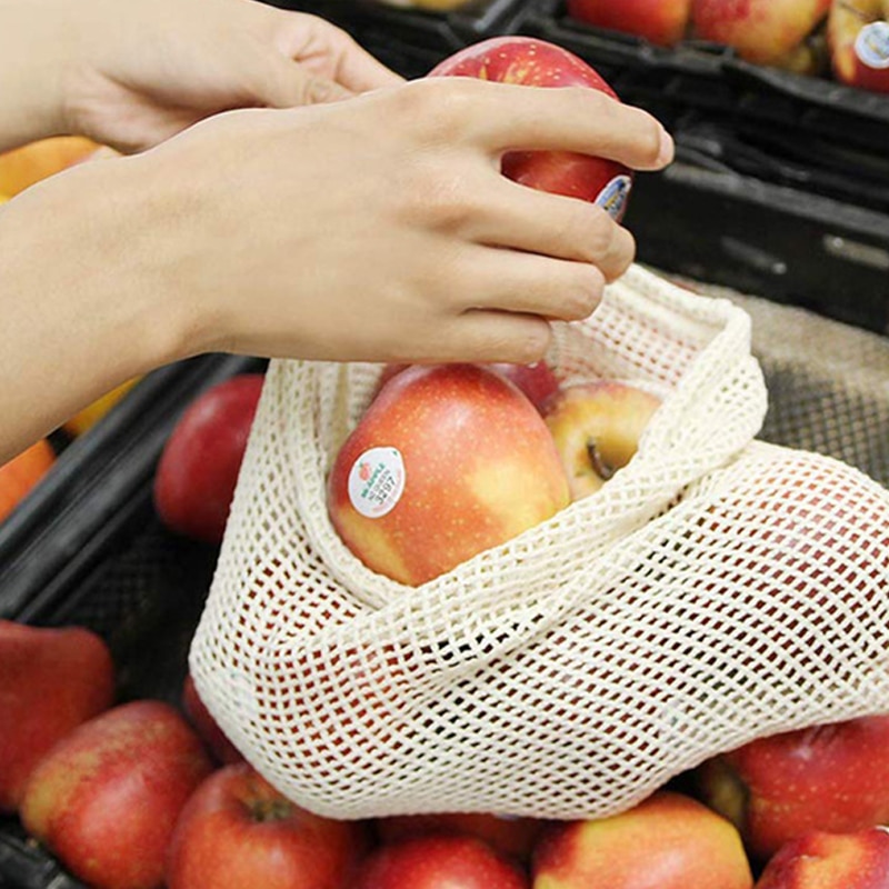 6Pcs Reusable Vegetable Bag Washable Cotton Mesh Bag