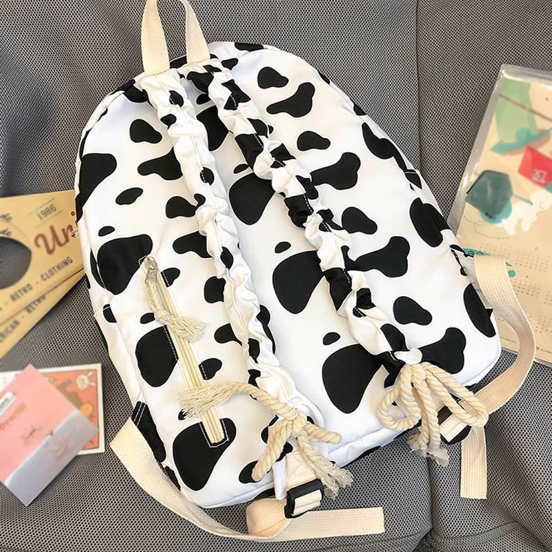 Trendy Cute Milk Cow Printing Backpack