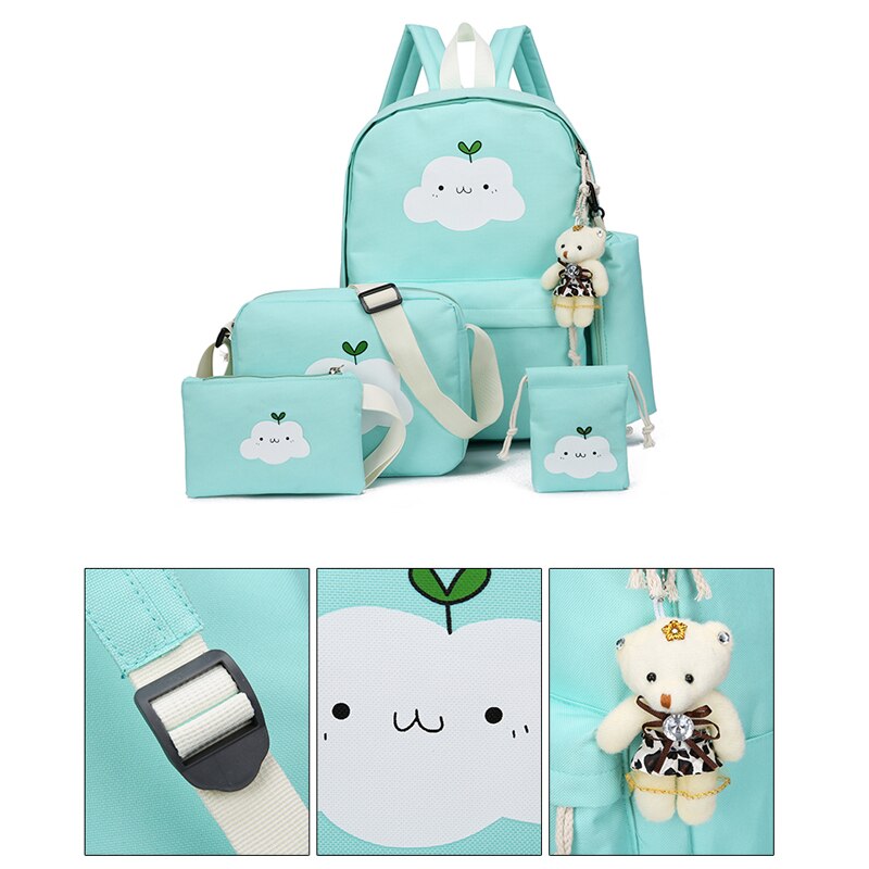 Nylon Backpack Cute Cloud Printing