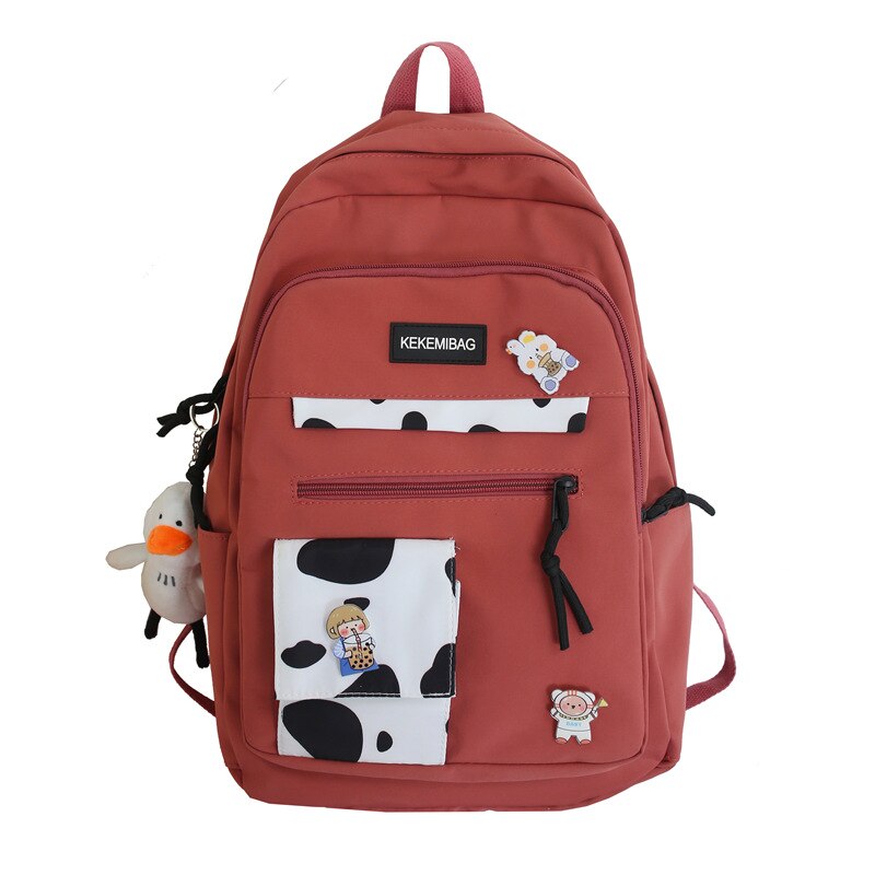Cow Print Girl Waterproof Backpack