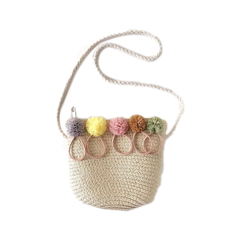 Handmade Floral Rattan Kids Crossbody Bag