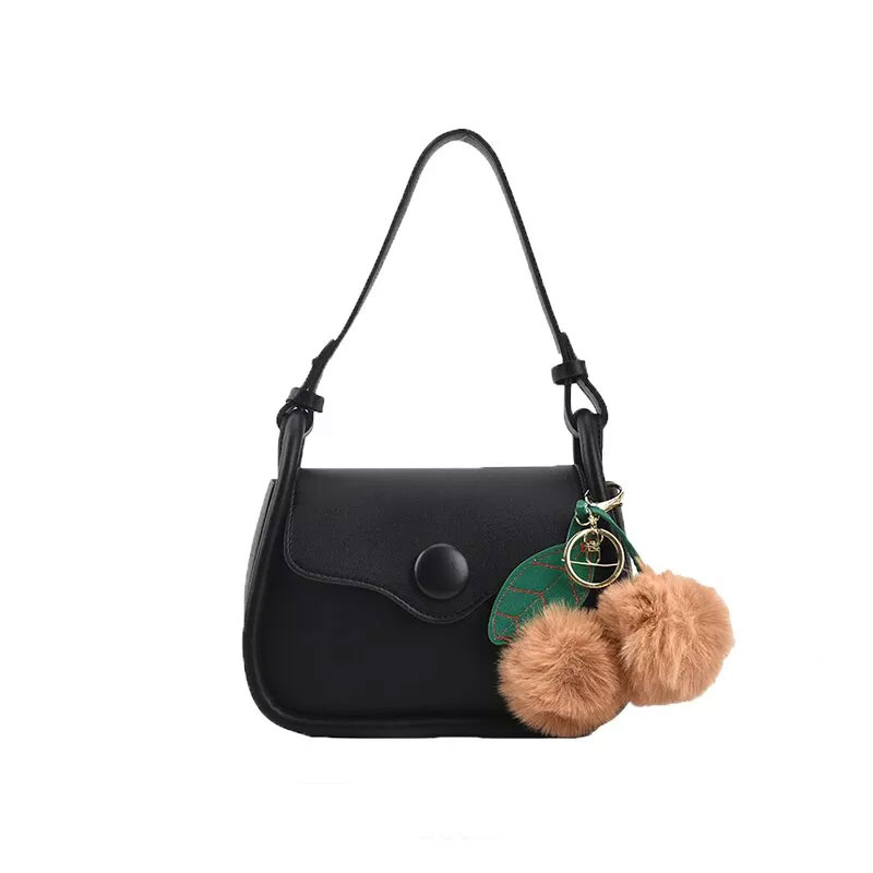 Pompom Leaf Pendant Crossbody Bag