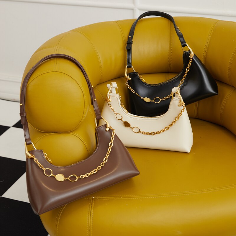 Trendy All-match Chain Underarm Baguette Bag