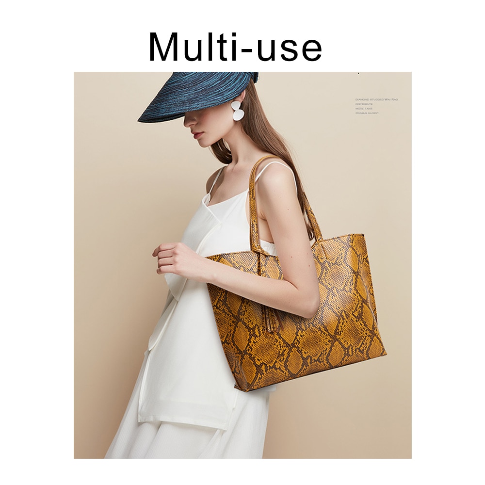 Designer Snake Pattern Big Tote Handbag