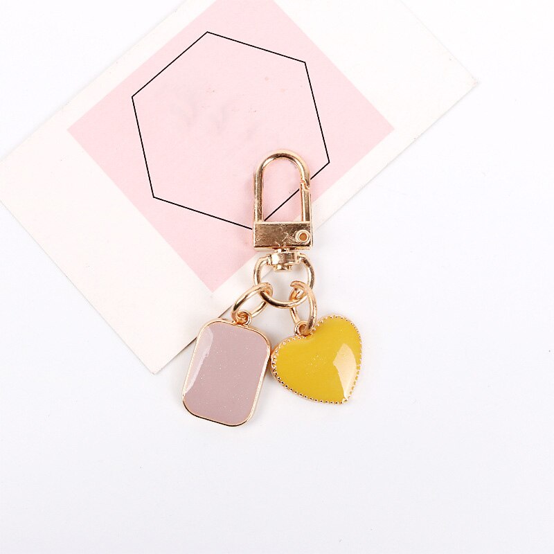 Cute Dripping Oil Round Heart Keychain