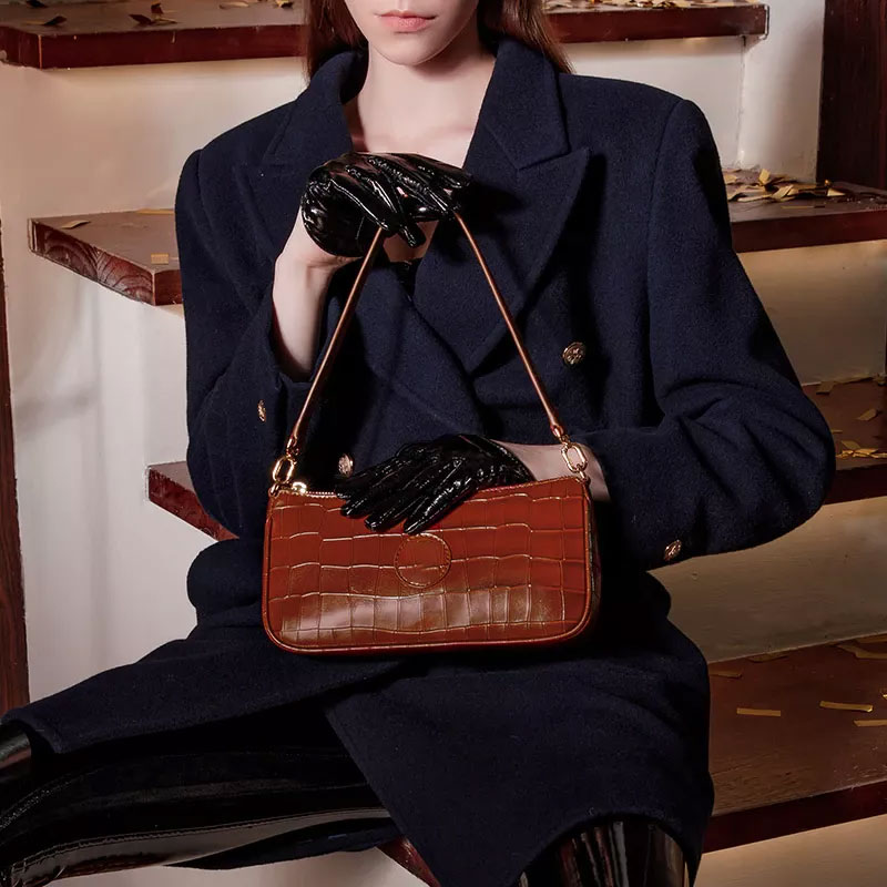 Crocodile Leather Armpit Bag