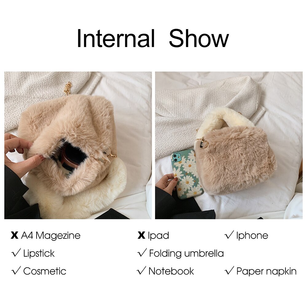 Fluffy Faux Fur Women Shoulder Tote