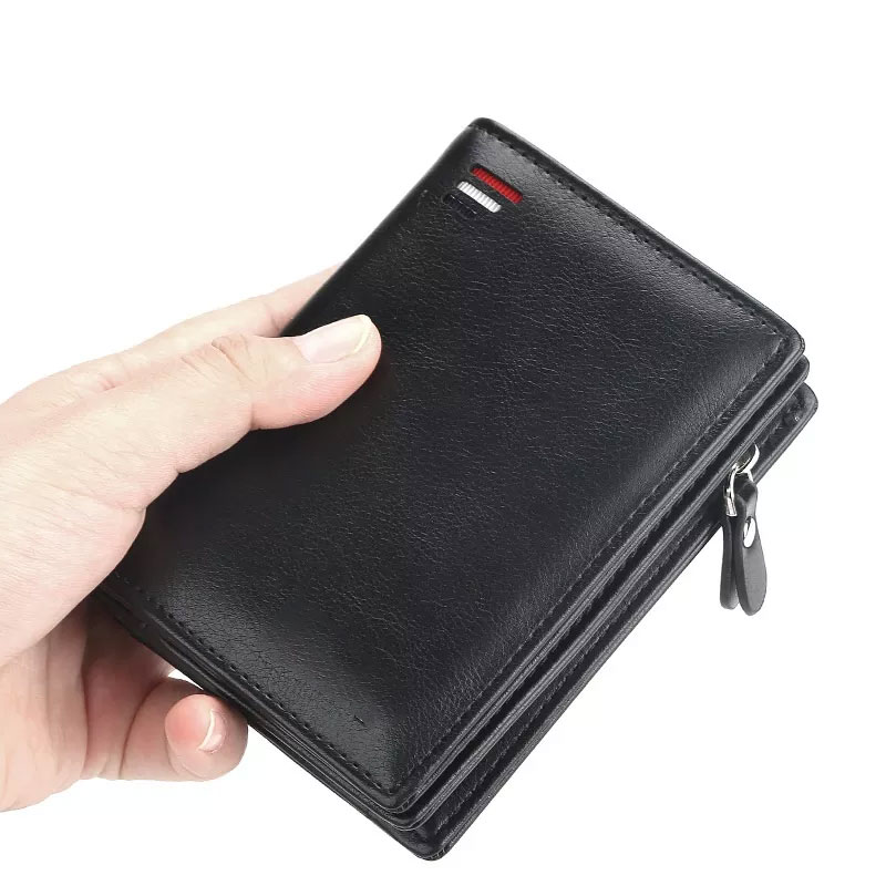 Men PU Leather short Wallet With Zipper