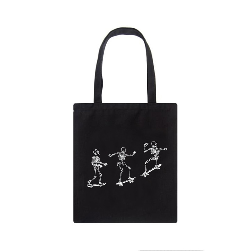 Skeleton on Skateboard Canvas Bag