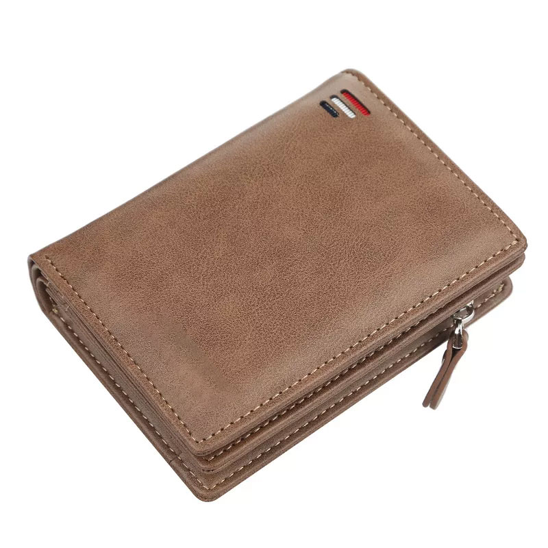 Men PU Leather short Wallet With Zipper