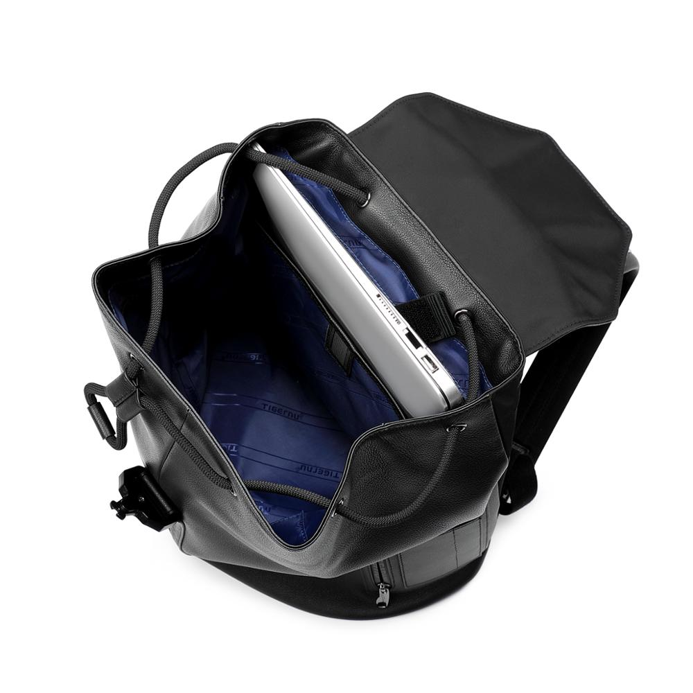 Top Layer Leather Backpack Young Man