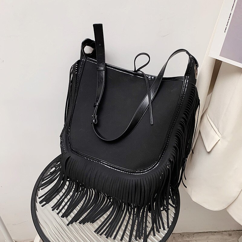 Tassel Bucket Shoulder Bag