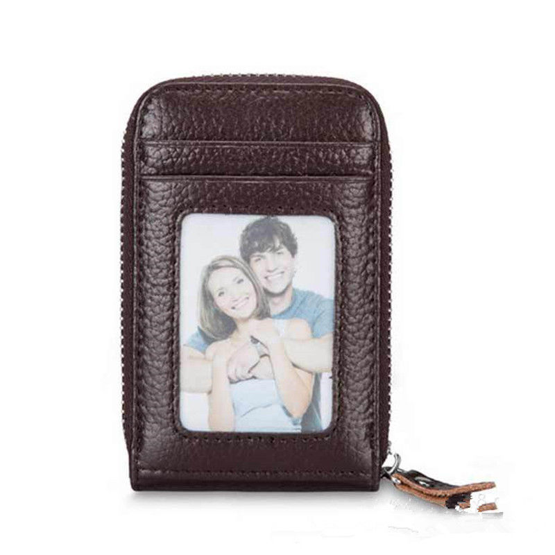 Leather Credit Card Blocking Zipper Pocket Men bag