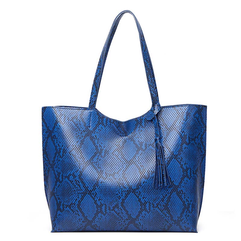 Designer Snake Pattern Big Tote Handbag