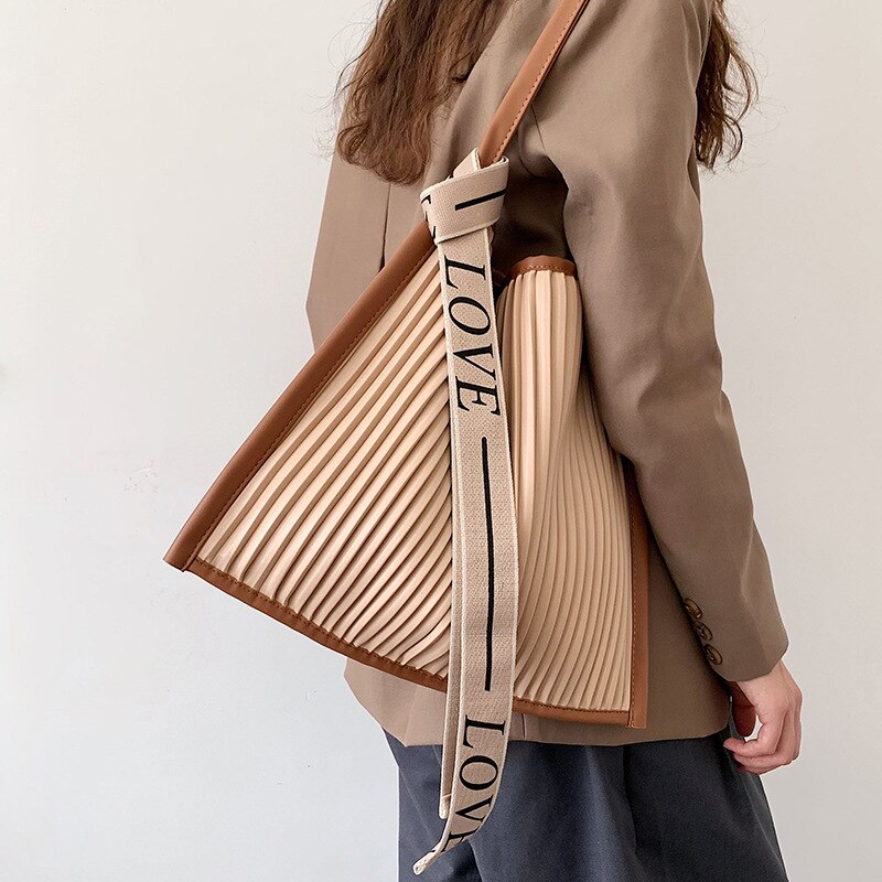 Pleated Leather Tote Bag