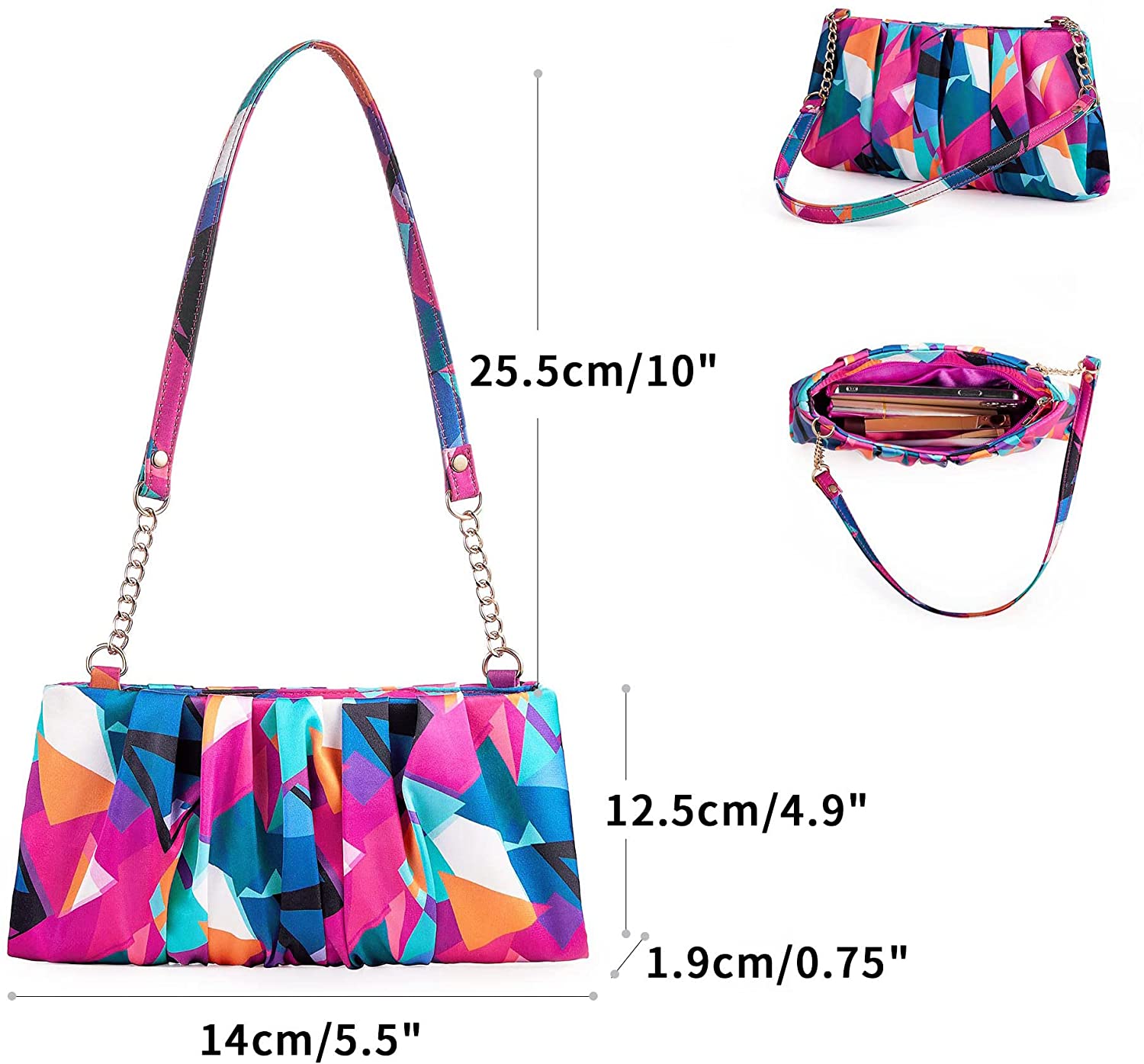 Fashion Clutch Purse Silk Shoulder Tote Bag