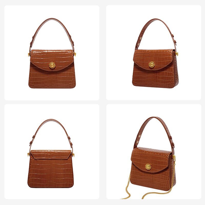 Leather Portable Underarm Handbag