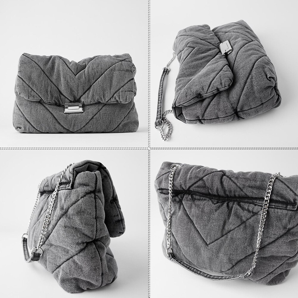 Denim Quilted Female Luxury Handbag