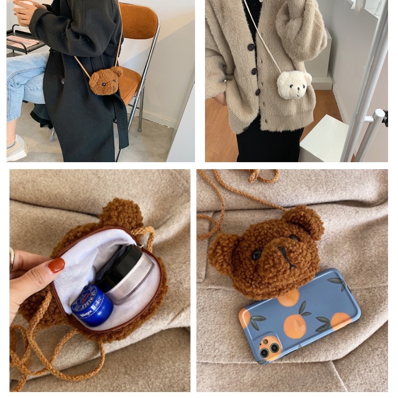 Cute Bear Plush Shoulder Bag