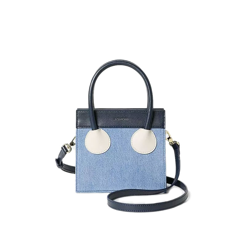 Panelled Genuine Leather Shoulder Crossbody Bag