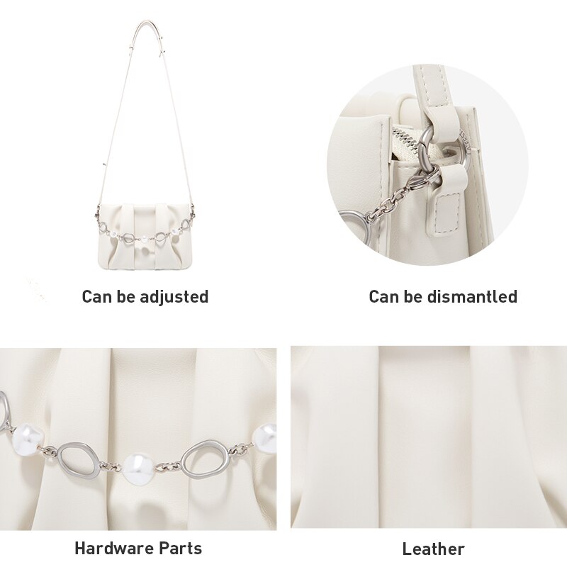Pleated Shoulder Messenger Handbag