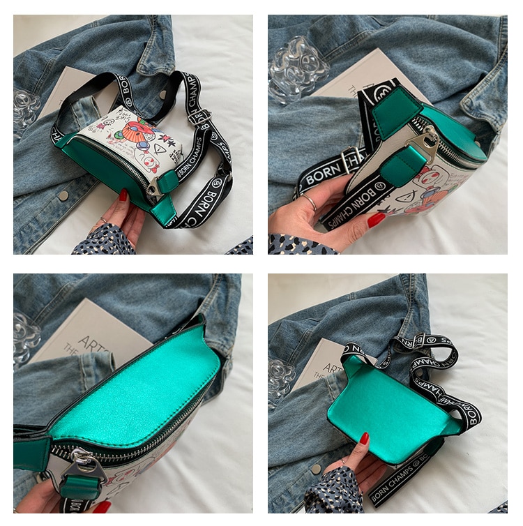 Cute Bear Pattern Leather Shoulder Chest Bag