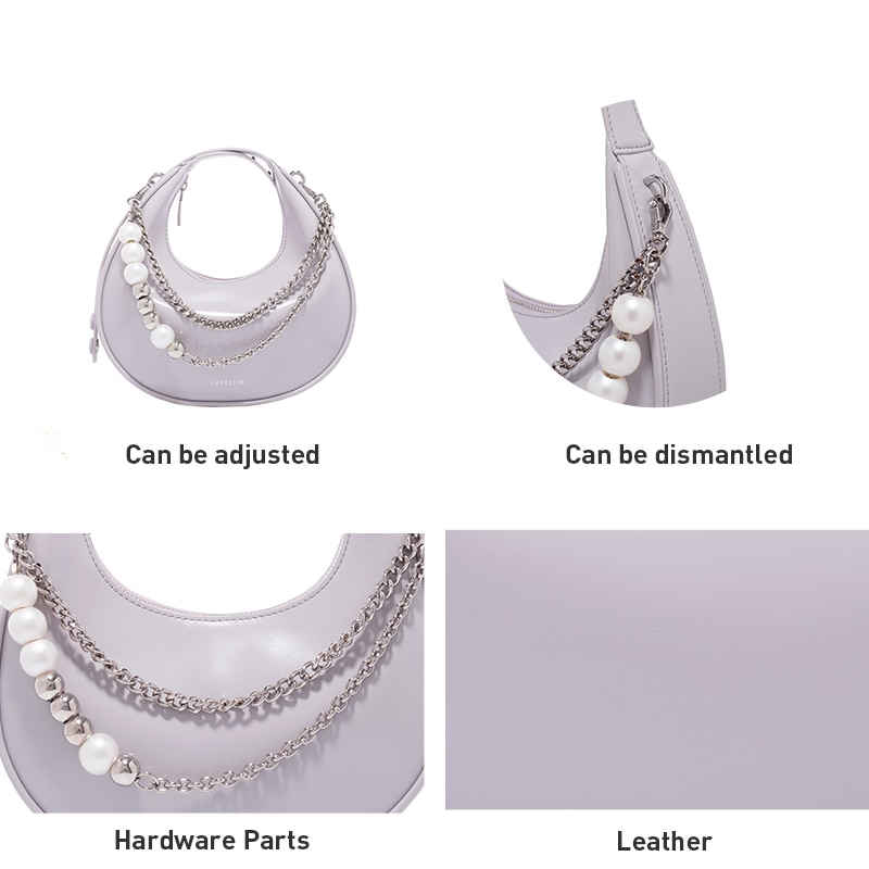 Three-dimensional Metal Pearl Chain Handbag