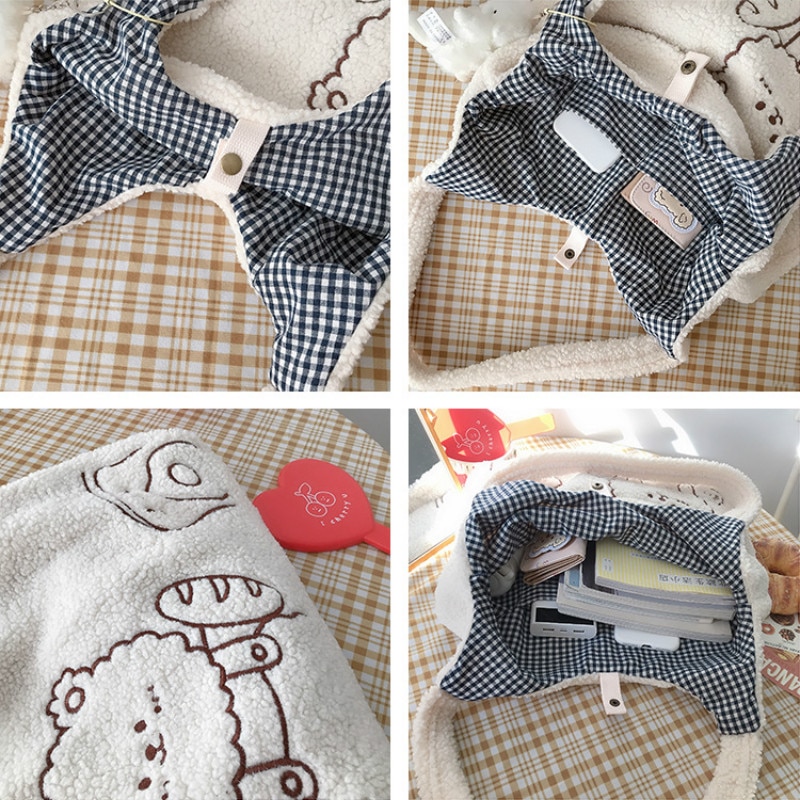 Bear Embroider Crossbody Handbag