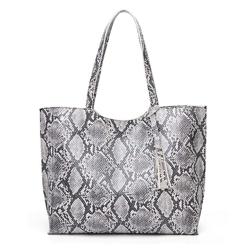 Designer Snake Pattern Big Tote Handbag