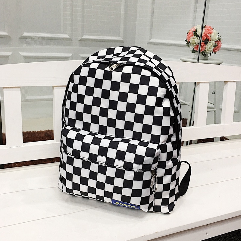 Unisex Plaid Nylon Backpack