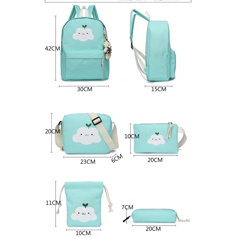Nylon Backpack Cute Cloud Printing