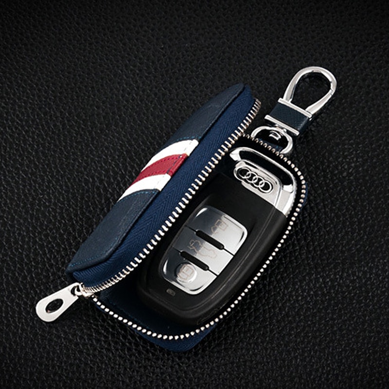 Stripes Leather Key Bag