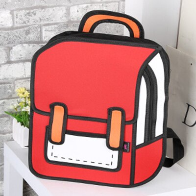 3D Jump Style 2D Drawing Cartoon Backpack