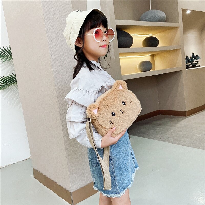 Cartoon Cat Baby Girls Crossbody Bag