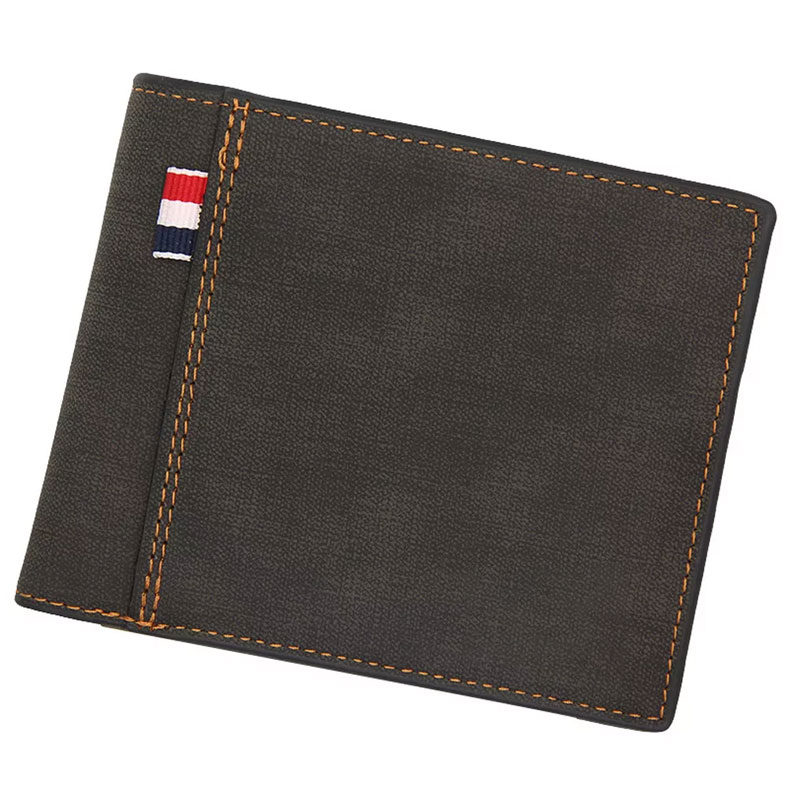 Solid Color Leather Business Short Wallet