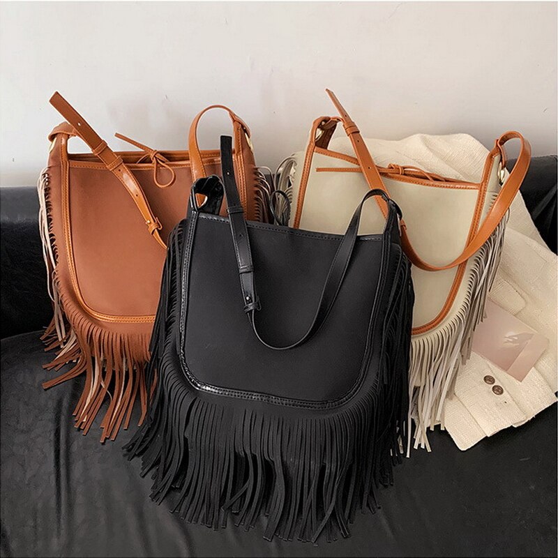 Tassel Bucket Shoulder Bag